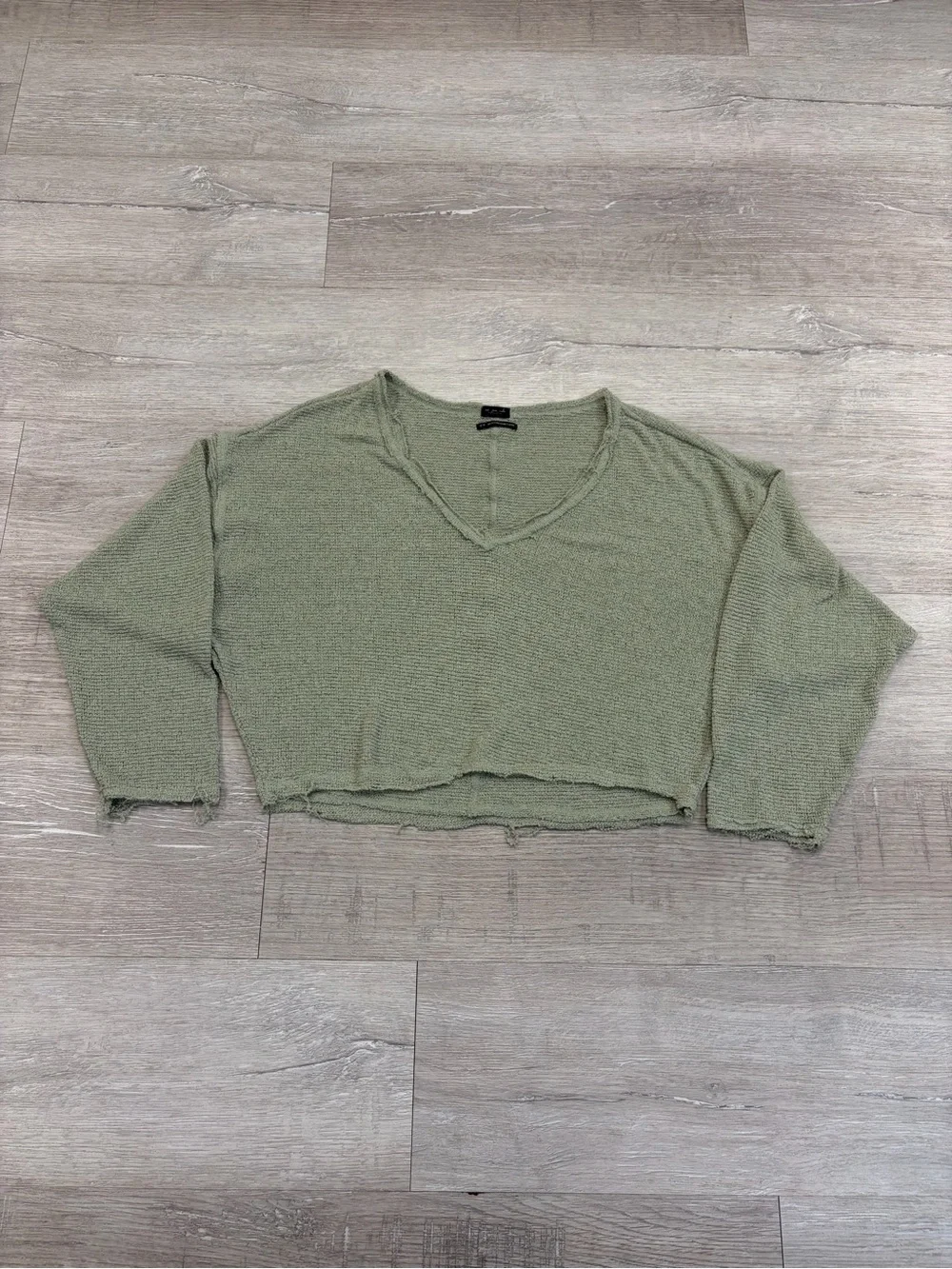 Urban Outfitters Sage Green Cropped V-Neck Top